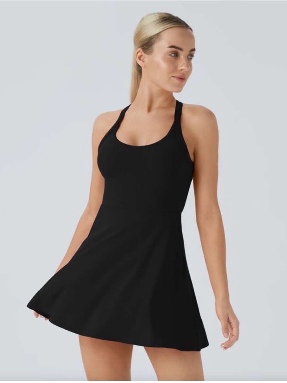 HALARA Black Fit-and-Flare Tennis Dress